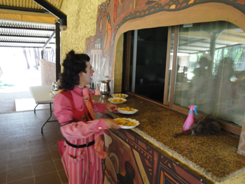 Momento de la comida loca donde hasta el Jefe del Hotel nos servía los platos de paella.